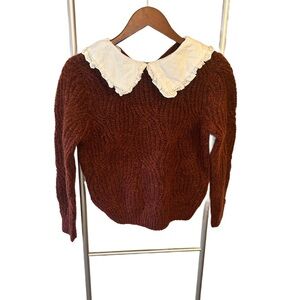 Zara Kids Brown Sweater with White Collar